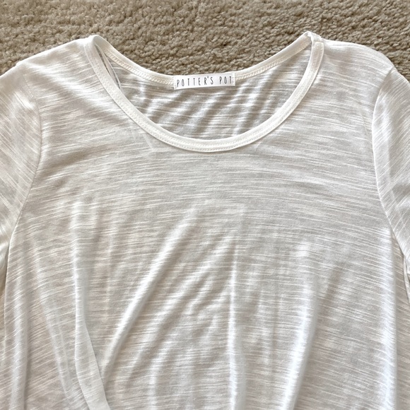 White Tie Front Short Sleeve Tee - Picture 3 of 7